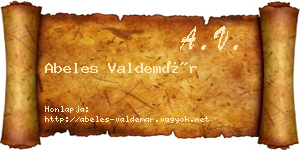 Abeles Valdemár névjegykártya